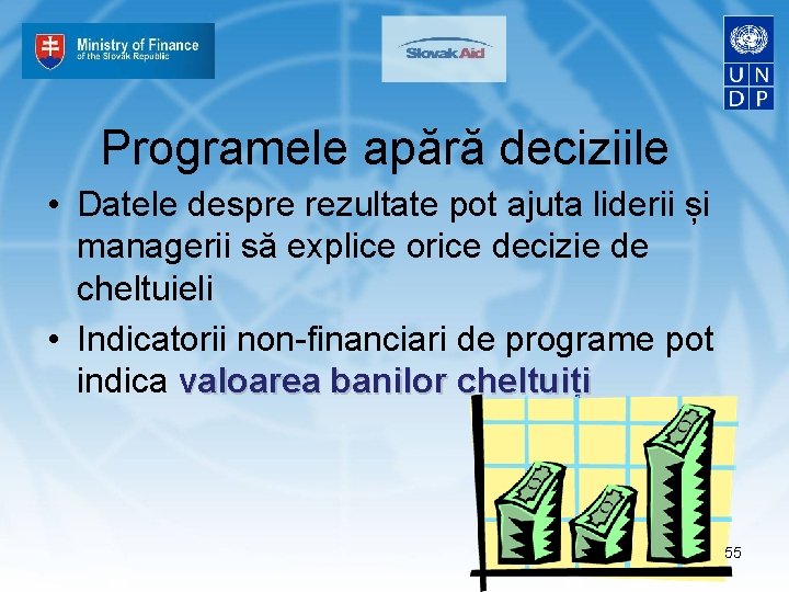 Programele apără deciziile • Datele despre rezultate pot ajuta liderii și managerii să explice