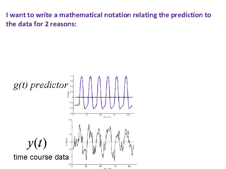 I want to write a mathematical notation relating the prediction to the data for