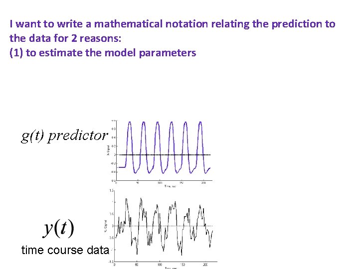 I want to write a mathematical notation relating the prediction to the data for