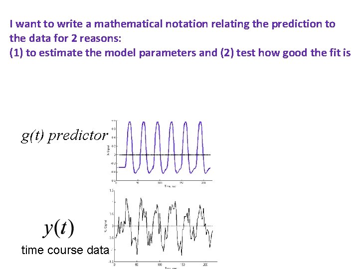 I want to write a mathematical notation relating the prediction to the data for