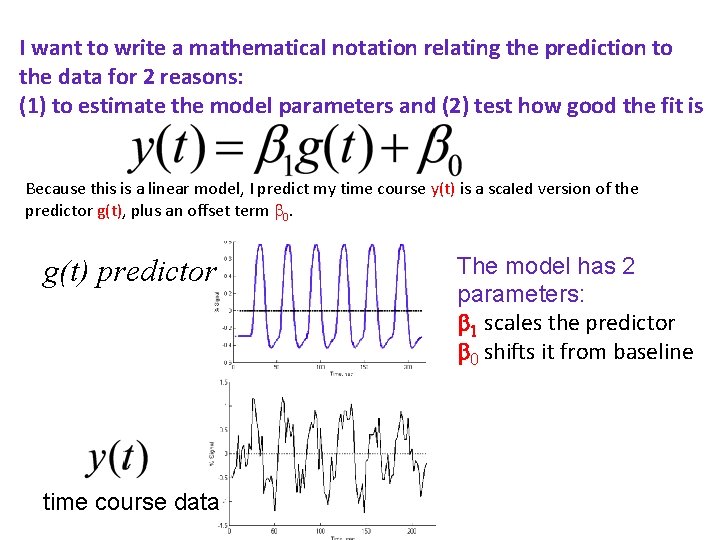 I want to write a mathematical notation relating the prediction to the data for