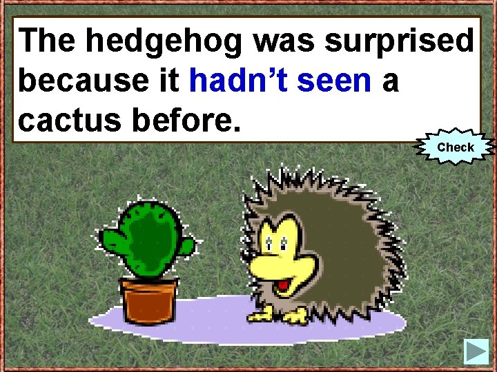 Thehedgehogwas wassurprised The surprised because it (not because it hadn’t seen a to see)