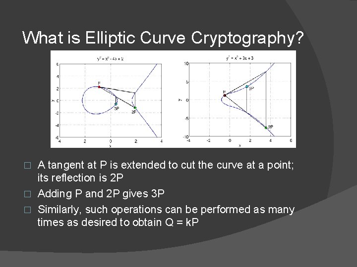 What is Elliptic Curve Cryptography? A tangent at P is extended to cut the