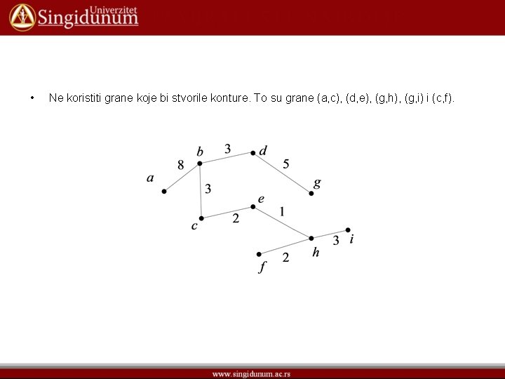  • Ne koristiti grane koje bi stvorile konture. To su grane (a, c),