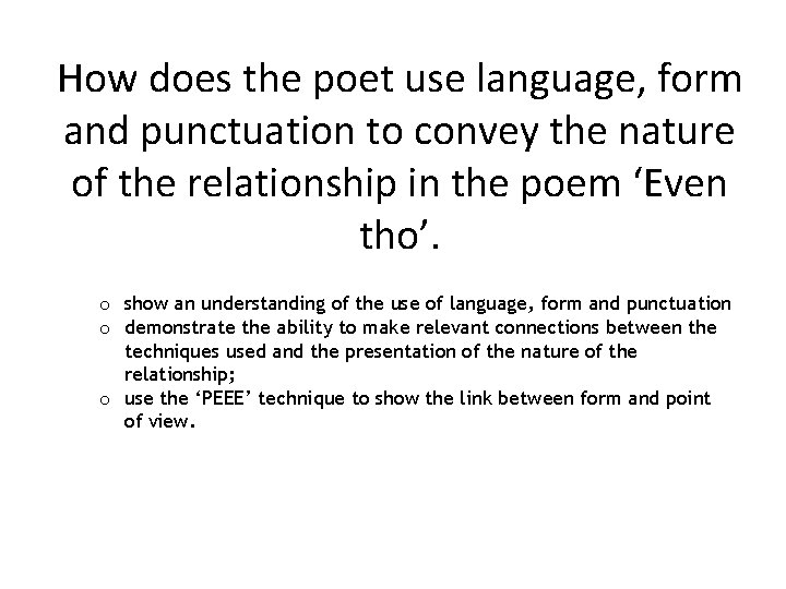 How does the poet use language, form and punctuation to convey the nature of