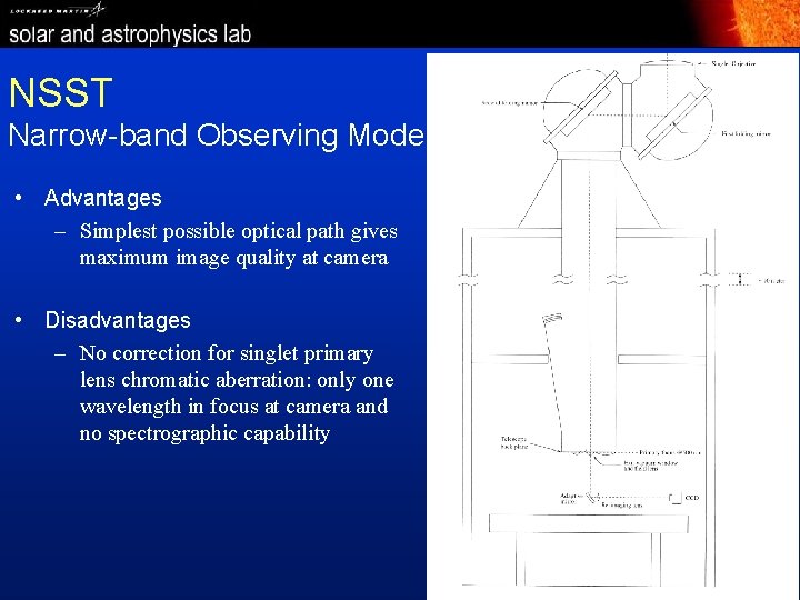 NSST Narrow-band Observing Mode • Advantages – Simplest possible optical path gives maximum image