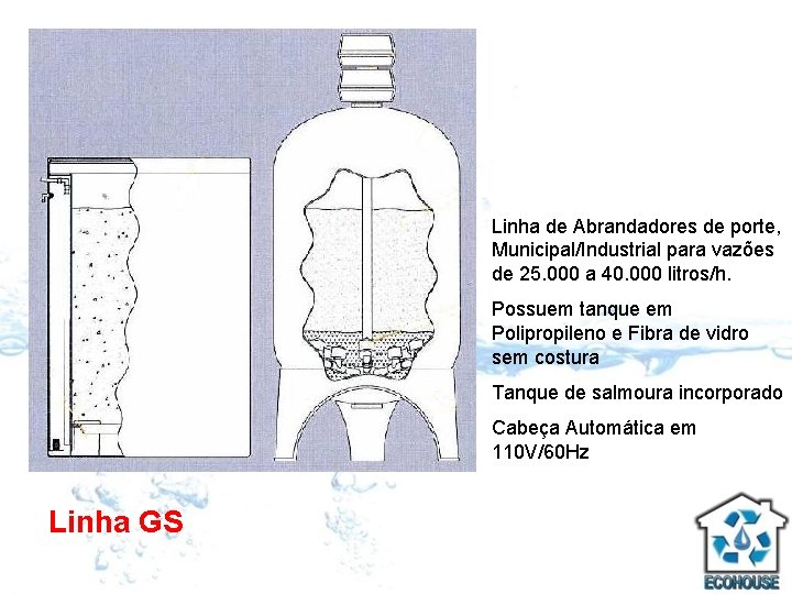 Linha de Abrandadores de porte, Municipal/Industrial para vazões de 25. 000 a 40. 000