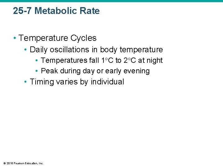 25 -7 Metabolic Rate • Temperature Cycles • Daily oscillations in body temperature •
