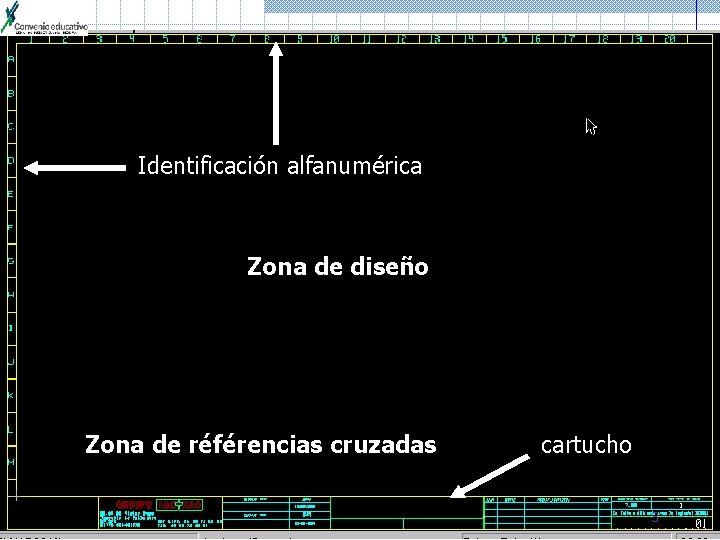 Identificación alfanumérica Zona de diseño Zona de référencias cruzadas cartucho 3 