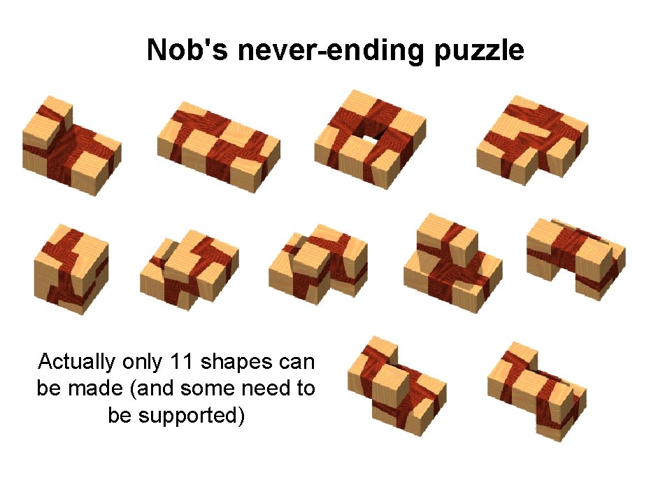 Nob's never-ending puzzle Actually only 11 shapes can be made (and some need to