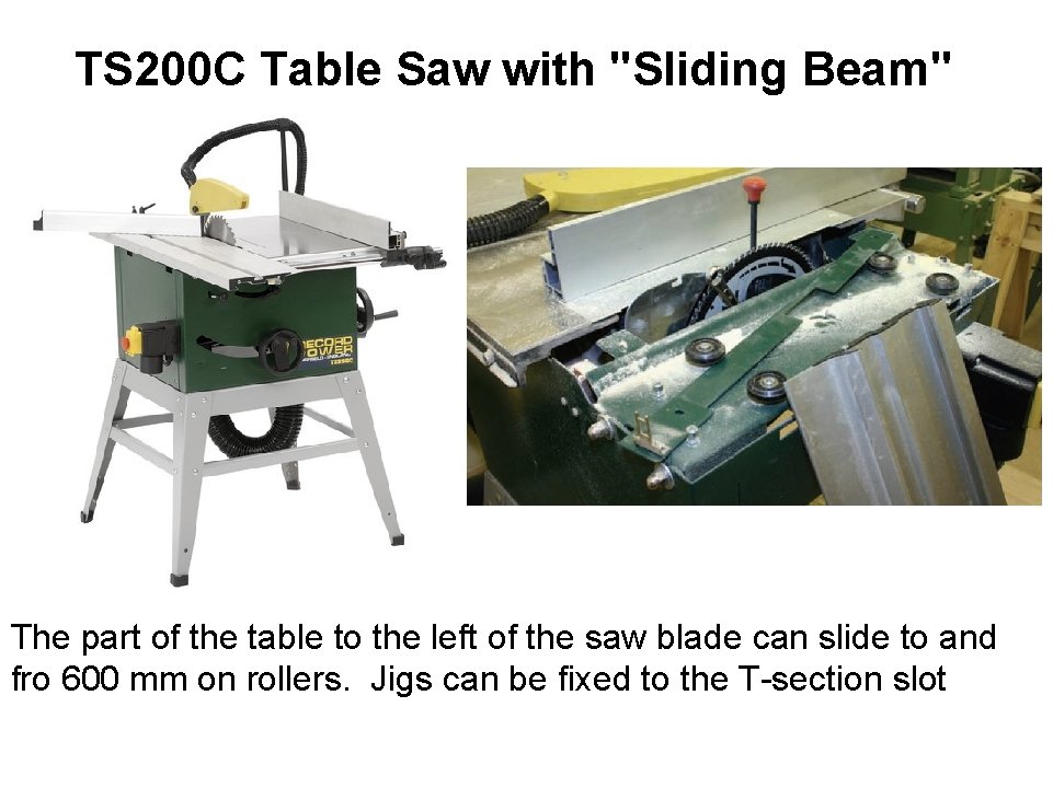 TS 200 C Table Saw with "Sliding Beam" The part of the table to