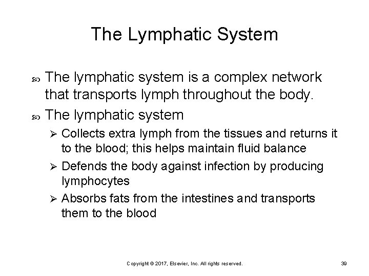 The Lymphatic System The lymphatic system is a complex network that transports lymph throughout