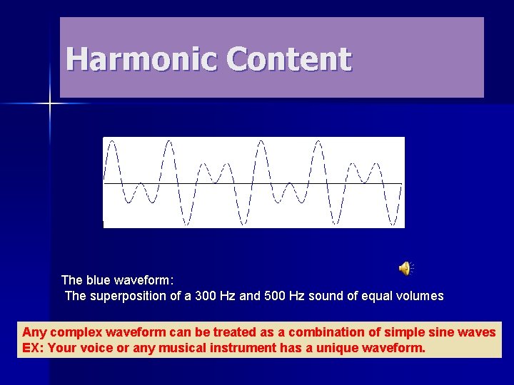 Harmonic Content The blue waveform: The superposition of a 300 Hz and 500 Hz