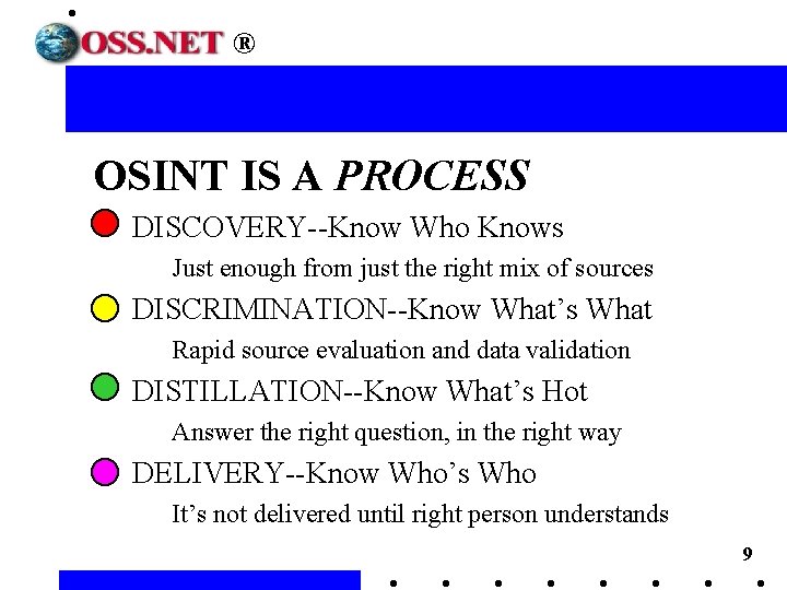 ® OSINT IS A PROCESS DISCOVERY--Know Who Knows Just enough from just the right