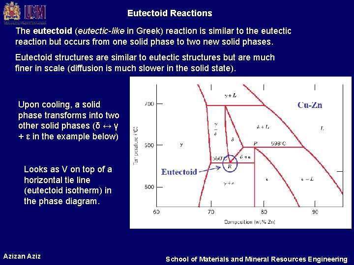 Eutectoid Reactions The eutectoid (eutectic-like in Greek) reaction is similar to the eutectic reaction Eutectoid Reactions The eutectoid (eutectic-like in Greek) reaction is similar to the eutectic reaction