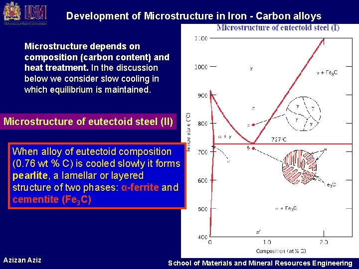 Development of Microstructure in Iron - Carbon alloys Microstructure depends on composition (carbon content)