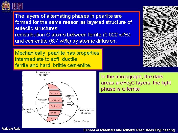 The layers of alternating phases in pearlite are formed for the same reason as The layers of alternating phases in pearlite are formed for the same reason as