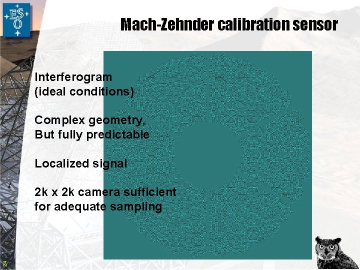 Mach-Zehnder calibration sensor Interferogram (ideal conditions) Complex geometry, But fully predictable Localized signal 24