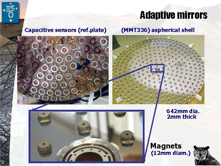 Adaptive mirrors Capacitive sensors (ref. plate) (MMT 336) aspherical shell 642 mm dia. 2