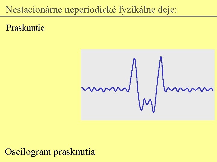 Nestacionárne neperiodické fyzikálne deje: Prasknutie Oscilogram prasknutia 