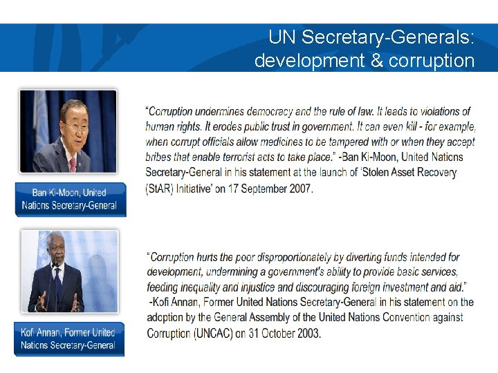 UN Secretary-Generals: development & corruption 