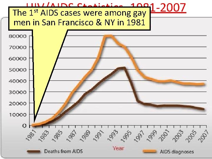 HIV/AIDS Statistics, 1981 -2007 st The 1 AIDS cases were among gay men in