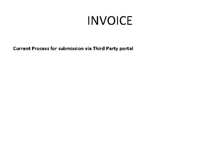 INVOICE Current Process for submission via Third Party portal 