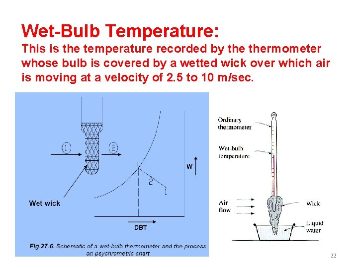 Wet-Bulb Temperature: This is the temperature recorded by thermometer whose bulb is covered by