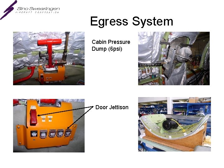 Egress System Cabin Pressure Dump (6 psi) Door Jettison 