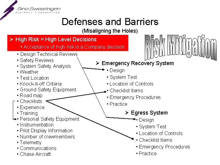 Defenses and Barriers (Misaligning the Holes) Ø High Risk = High Level Decisions •