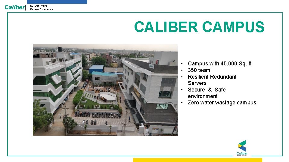 Caliber| Deliver More Deliver Excellence CALIBER CAMPUS • Campus with 45, 000 Sq. ft