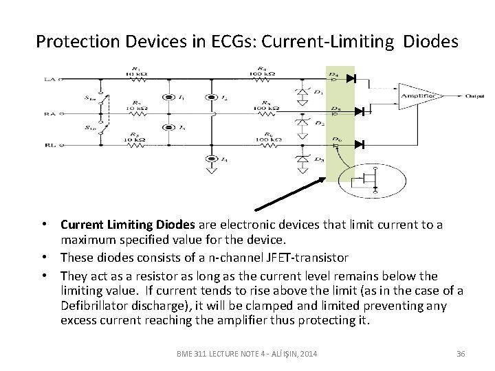 Protection Devices in ECGs: Current-Limiting Diodes • Current Limiting Diodes are electronic devices that