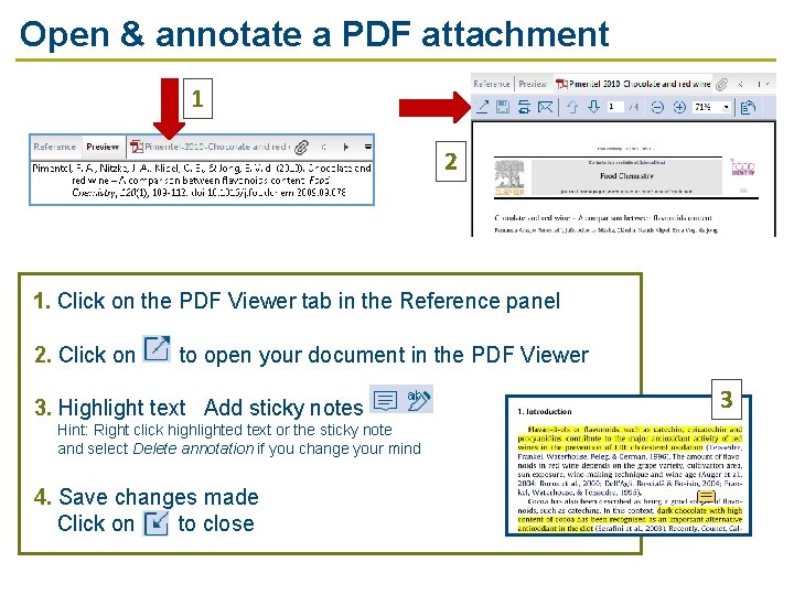 Open & annotate a PDF attachment 1 2 1. Click on the PDF Viewer