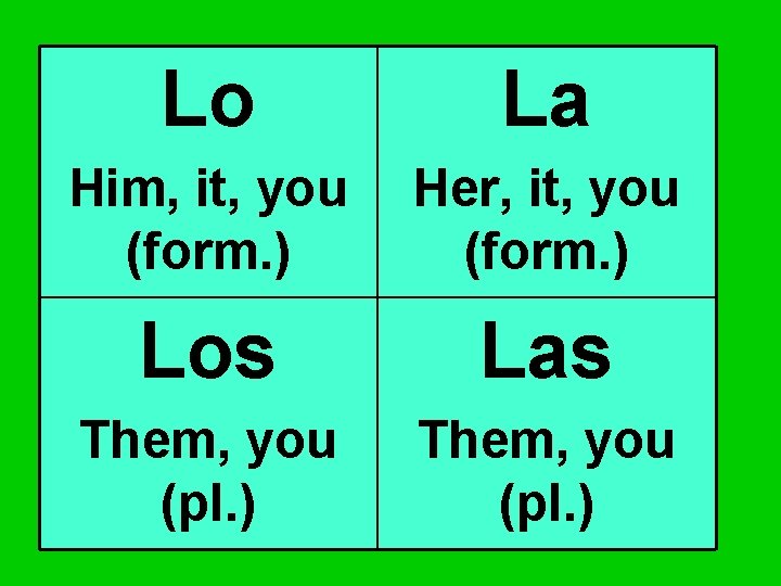 Lo La Him, it, you (form. ) Her, it, you (form. ) Los Las