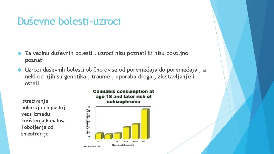 Duševne bolesti-uzroci Za većinu duševnih bolesti , uzroci nisu poznati ili nisu dovoljno poznati