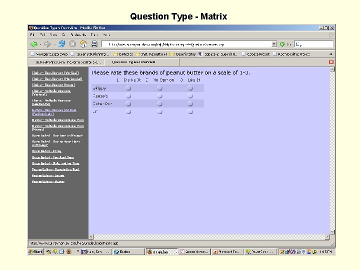 Question Type - Matrix 