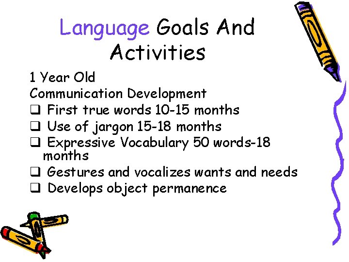 Language Goals And Activities 1 Year Old Communication Development q First true words 10