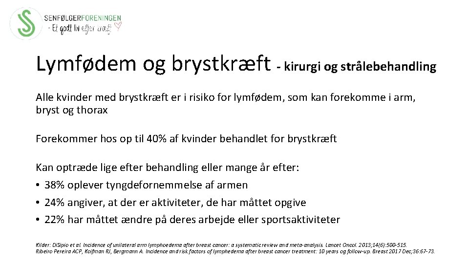 Lymfødem og brystkræft - kirurgi og strålebehandling Alle kvinder med brystkræft er i risiko