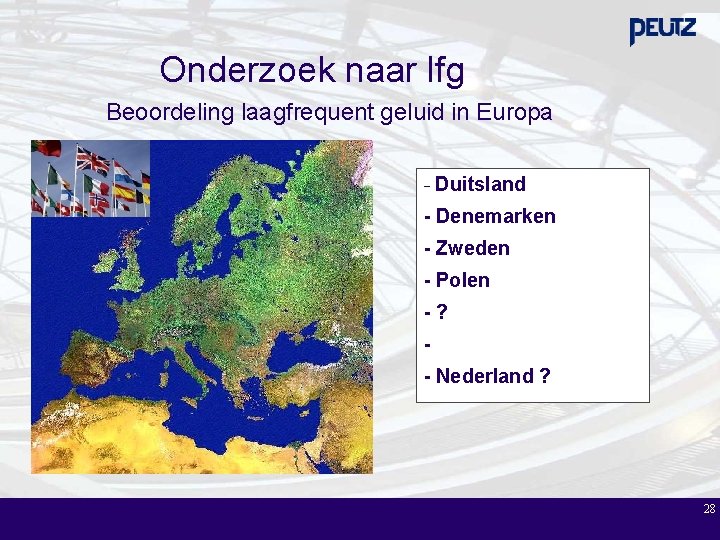 Onderzoek naar lfg Beoordeling laagfrequent geluid in Europa - Duitsland - Denemarken - Zweden