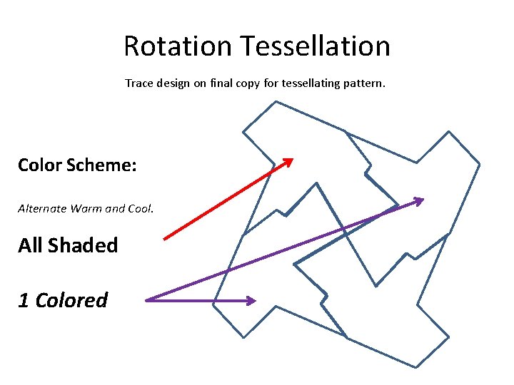 Rotation Tessellation Trace design on final copy for tessellating pattern. Color Scheme: Alternate Warm