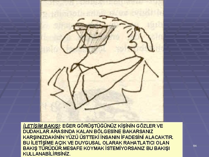 İLETİŞİM BAKIŞI: EĞER GÖRÜŞTÜĞÜNÜZ KİŞİNİN GÖZLER VE DUDAKLAR ARASINDA KALAN BÖLGESİNE BAKARSANIZ KARŞINIZDAKİNİN YÜZÜ