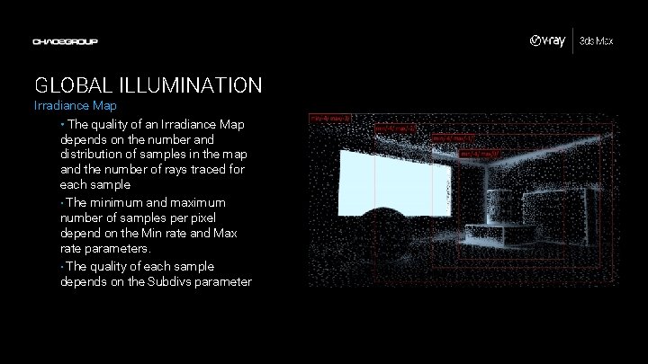 GLOBAL ILLUMINATION Irradiance Map • The quality of an Irradiance Map depends on the