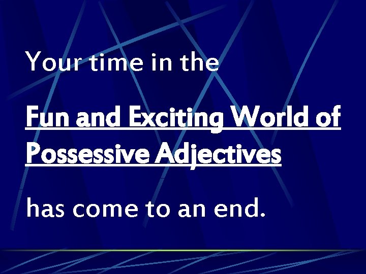 Your time in the Fun and Exciting World of Possessive Adjectives has come to