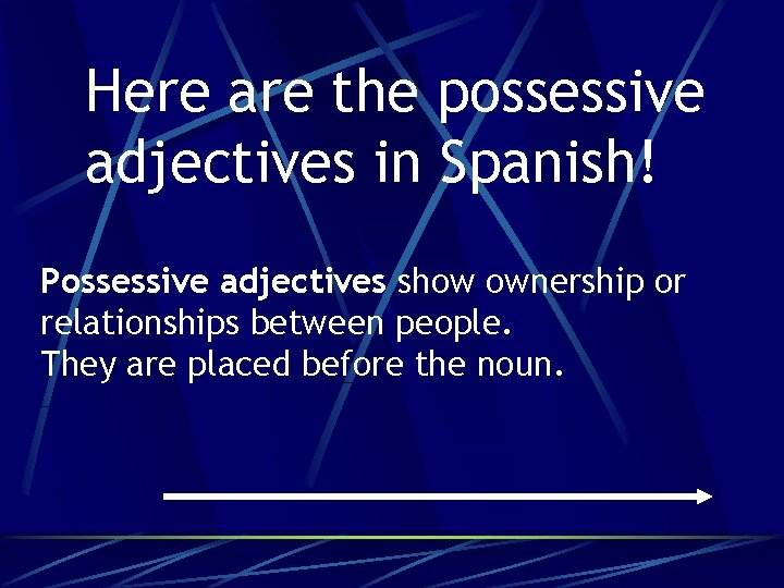 Here are the possessive adjectives in Spanish! Possessive adjectives show ownership or relationships between
