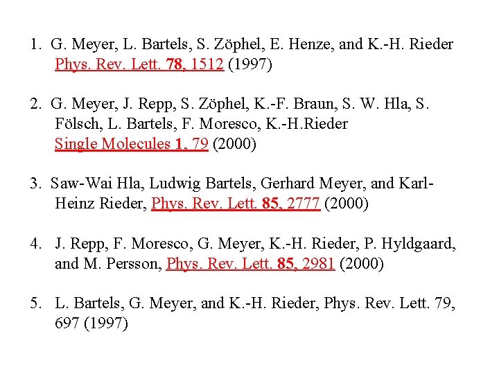 1. G. Meyer, L. Bartels, S. Zöphel, E. Henze, and K. -H. Rieder Phys.