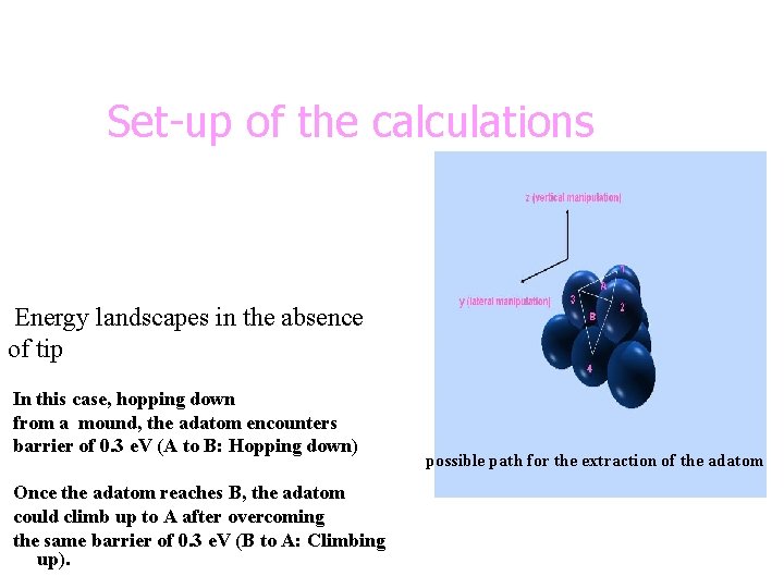 Set-up of the calculations Energy landscapes in the absence of tip In this case,