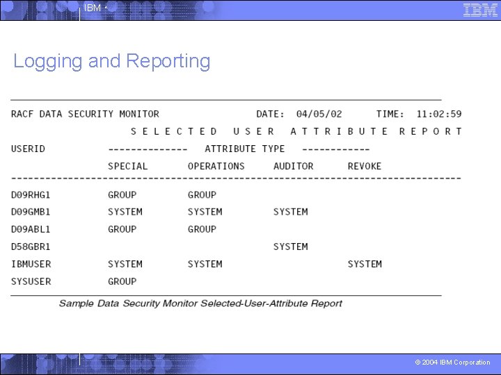 IBM ^ Logging and Reporting © 2004 IBM Corporation 