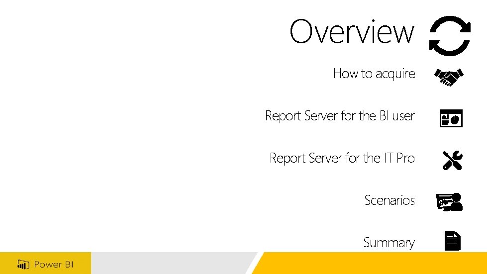 Overview How to acquire Report Server for the BI user Report Server for the