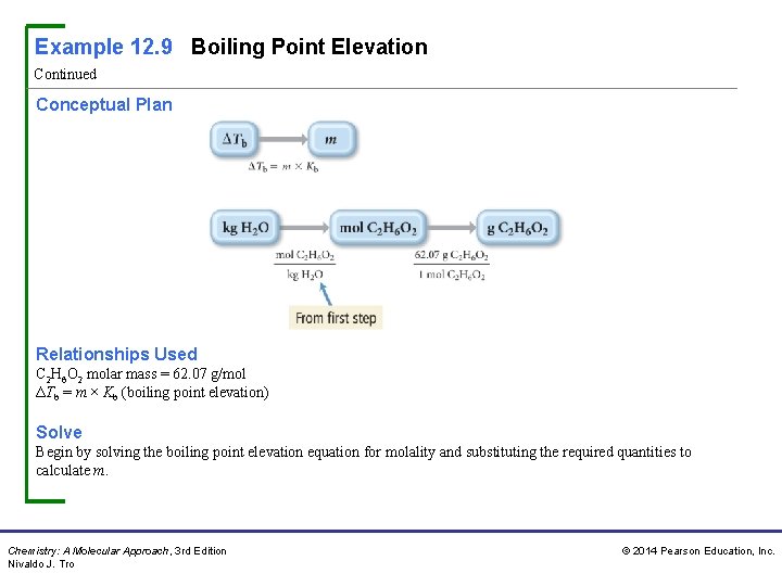 Example 12. 9 Boiling Point Elevation Continued Conceptual Plan Relationships Used C 2 H