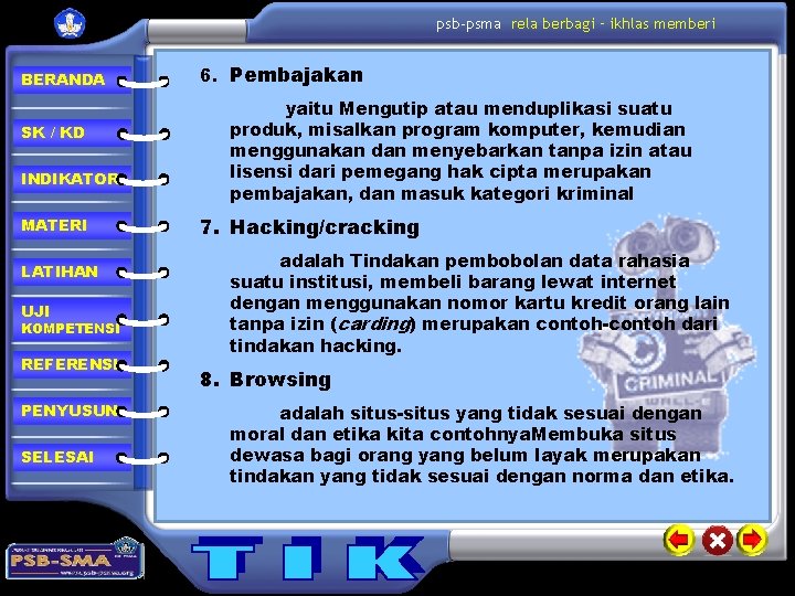 psb-psma rela berbagi – ikhlas memberi BERANDA SK / KD INDIKATOR MATERI LATIHAN UJI